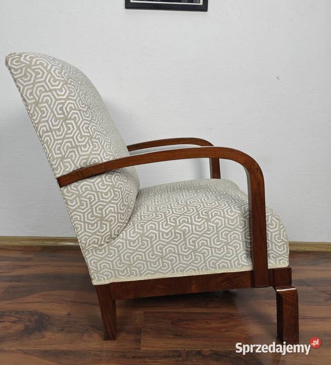 Fotel Art Deco okleinowany orzechem renowacji Fotele Warszawa sprzedam