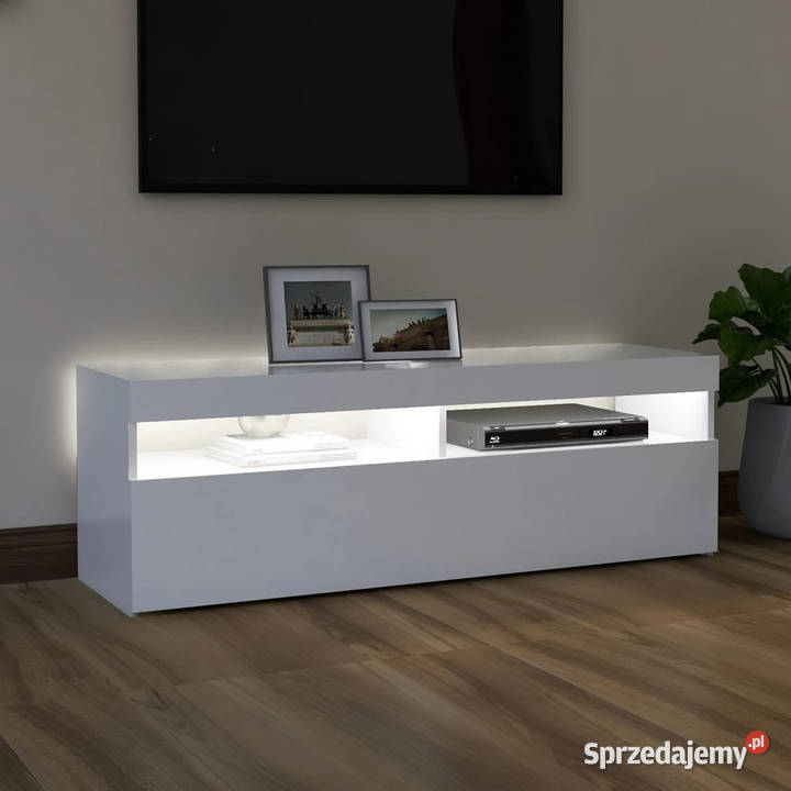 Szafka pod TV z oświetleniem LED biała 120x35x40 Warszawa
