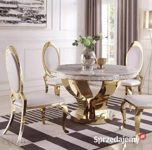 Stół glamour złoty do jadalni Davson blat spiek Warszawa