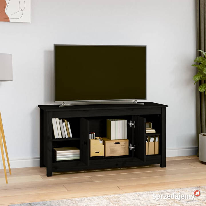 Szafka pod telewizor czarna 103x365x52 drewno