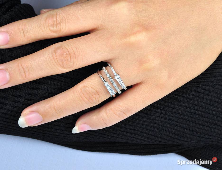 Pierścionek srebrny kolor białe złoto pozłacany pozłacane Pierścionki Szczecin