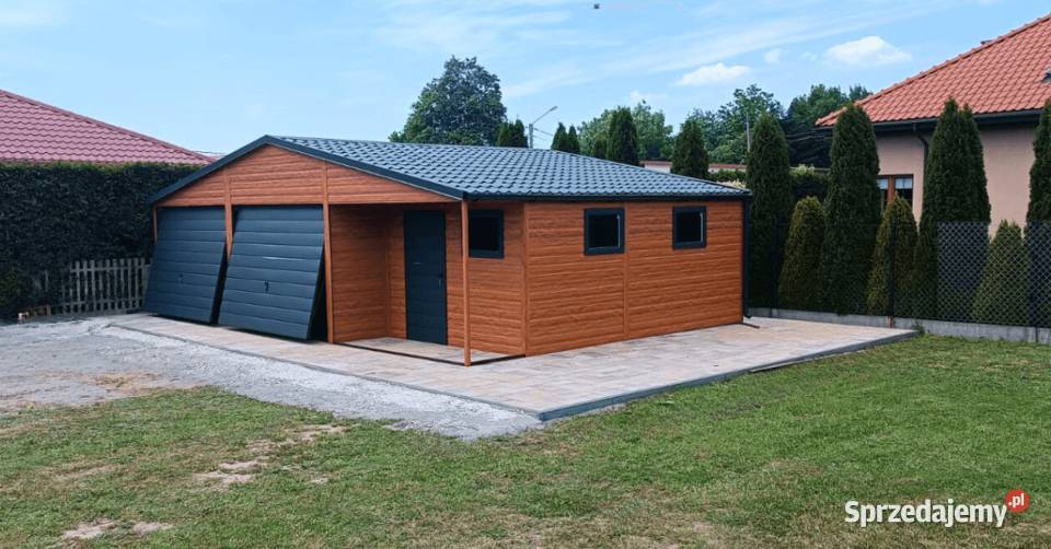 Garaż Blaszany Drewnopodobny 12x6 Poziom Profil Łódź