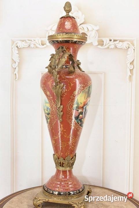 Porcelanowa Czerwona Waza Amfora Porcelana Brąz małopolskie Kraków