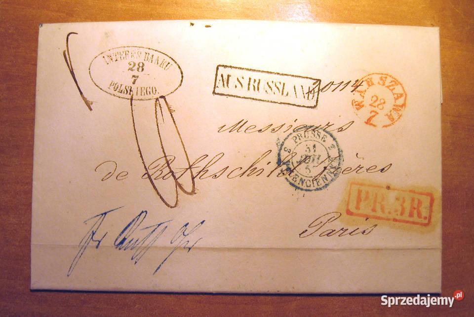 List z Igo Banku Emisjnego w Król Polskim 1857 Pozostałe