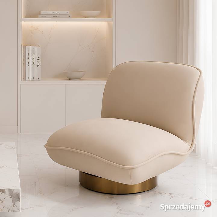 Fotel wypoczynkowy glamour welurowy Monte Cream sprzedam