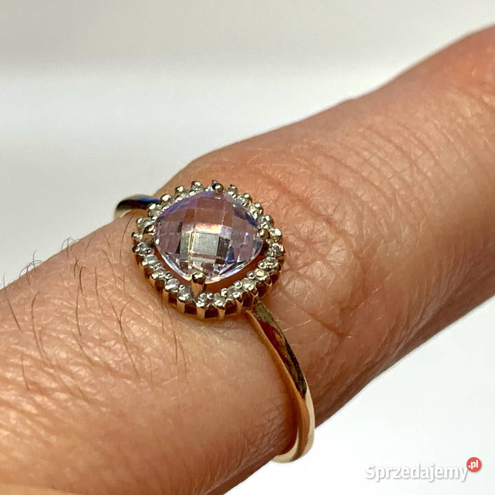 Złoty PIERŚCIONEK 585 14K piękne KAMIENIE mazowieckie Warszawa