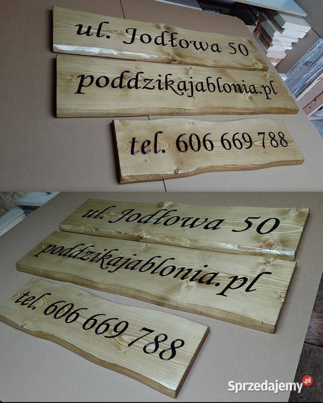Napis na drewnie grafiką logo szyld z drewna Grafika, Druk, Poligrafia Roczyny