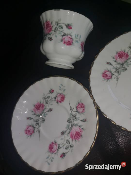 Filiżanka z talerzykiem deserowym roze Anglia Gdańsk