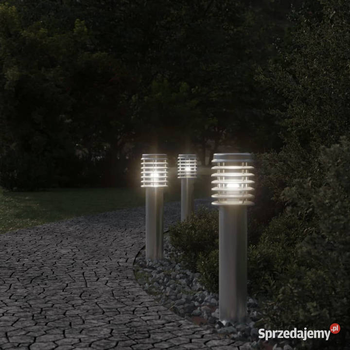 Lampa ogrodowa na słupku srebrna 60 stal Warszawa