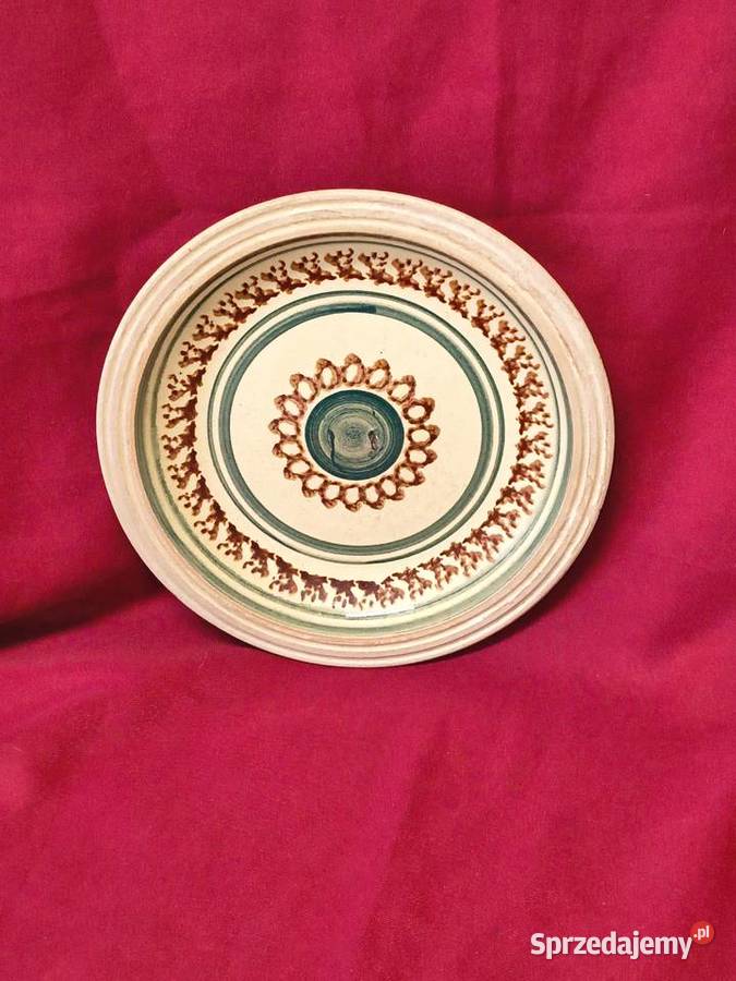 Talerz ceramiczny vintage ręcznie zdobiony Porcelana i szkło Chorzew