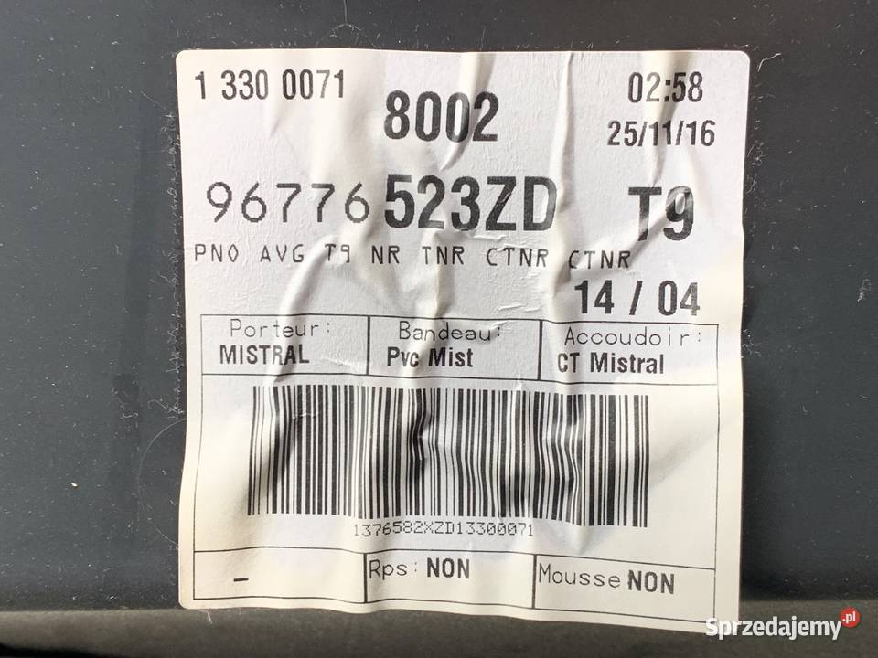 BOCZEK DRZWI LEWY PRZÓD PEUGEOT 308 II