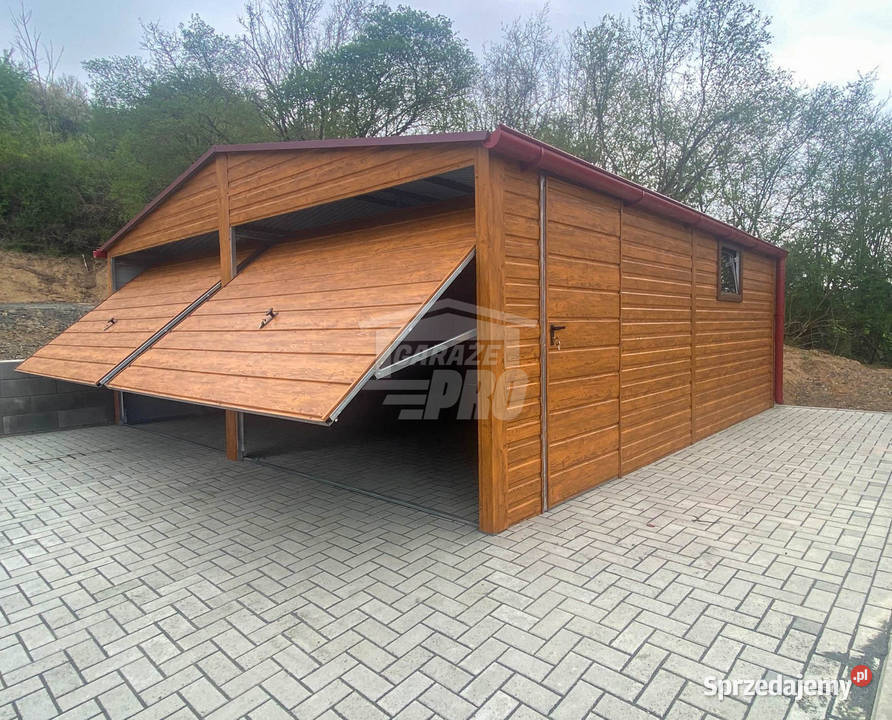 Garaż blaszany 6x6 2x brama 2x okno drzwi dach śląskie Wisła