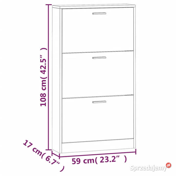 Szafka na buty szary dąb sonoma 59x17x108 Warszawa