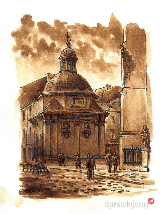 Grafika Lwów Ulica Halicka Widok strony rynku Antyki, Sztuka, Kolekcje Warszawa