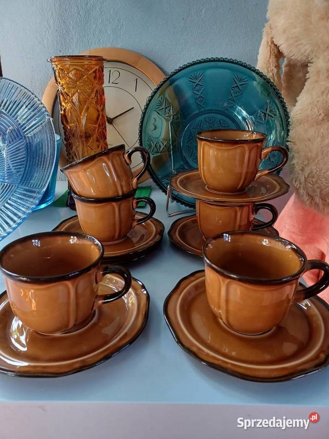 Filiżanki Pruszków ze spodkami 6 PRL Łódź