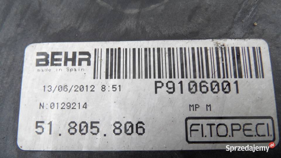 PEUGEOT BIPPER 12r wentylator chłodnicy 51805806