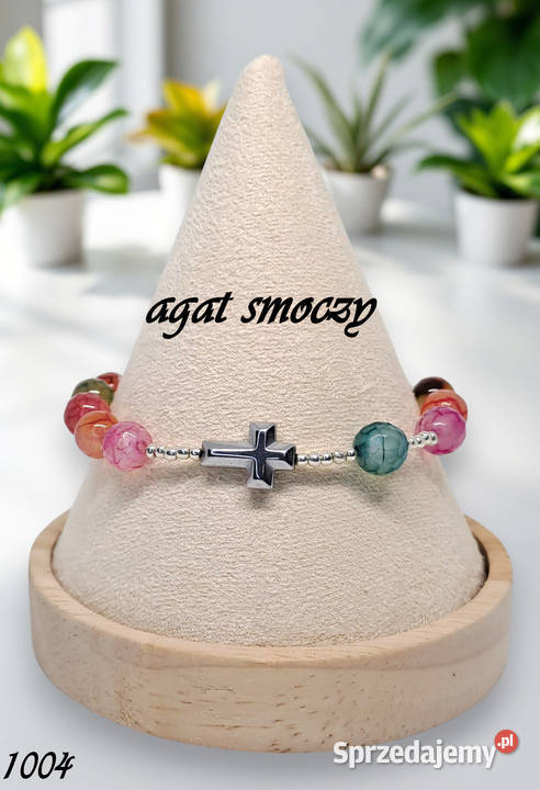 Bransoletka różaniec dziesiątka różańca z agatu Warszawa
