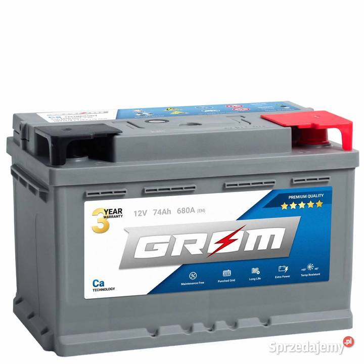 Akumulator GROM Premium 74Ah 680A EN DTR niski osobowe Gdańsk