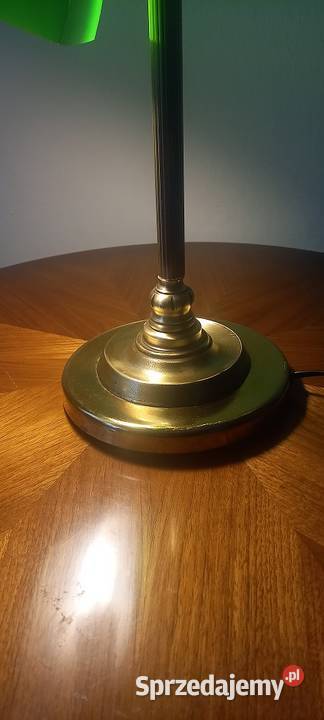 Mosężna lampka gabinetowa bankierka z kloszem łódzkie