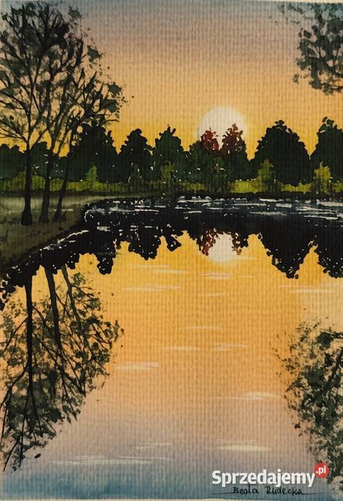 Akwarela Akwarelka Obraz pt Złota Godzina 135 x Malarstwo Katowice sprzedam