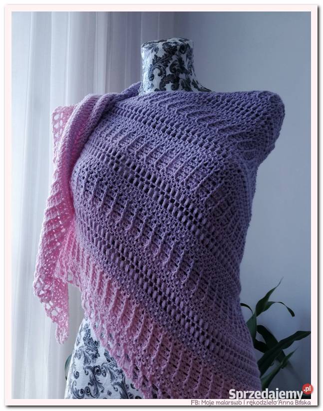 Chusta ombre kolor sakura rękodzieło na szydełku świętokrzyskie Skarżysko-Kamienna