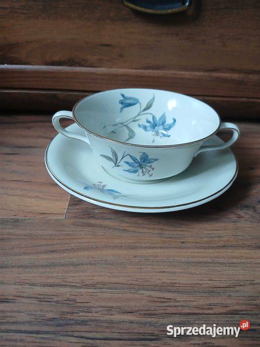 Stare przedwojenne bulionówki KPM Royal Ivory Porcelana i szkło