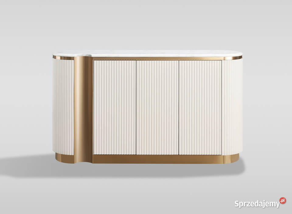 Ryflowana komoda biała złota Nutris Glamour Golkowice