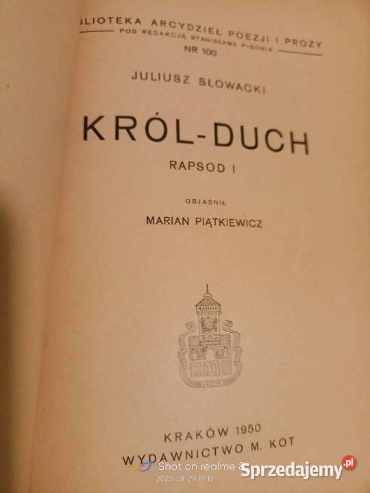 Król Duch ostatnie dzieło Słowackiego książki Rok wydania 1950 Warszawa