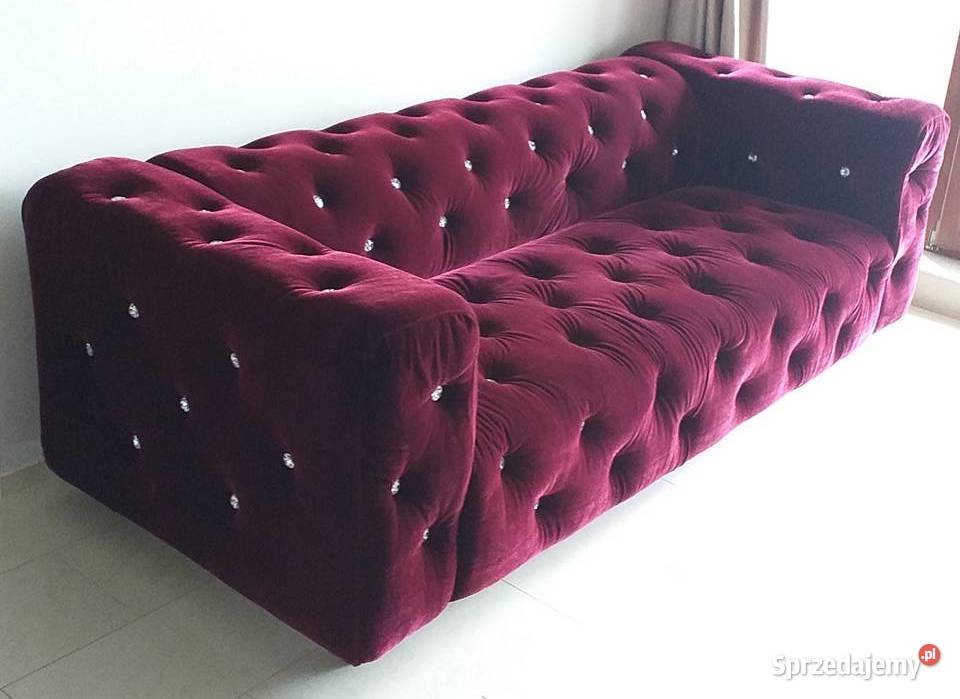 Sofa kanapa glamour bordowa tapicerowana 232cm Sofy i kanapy Warszawa