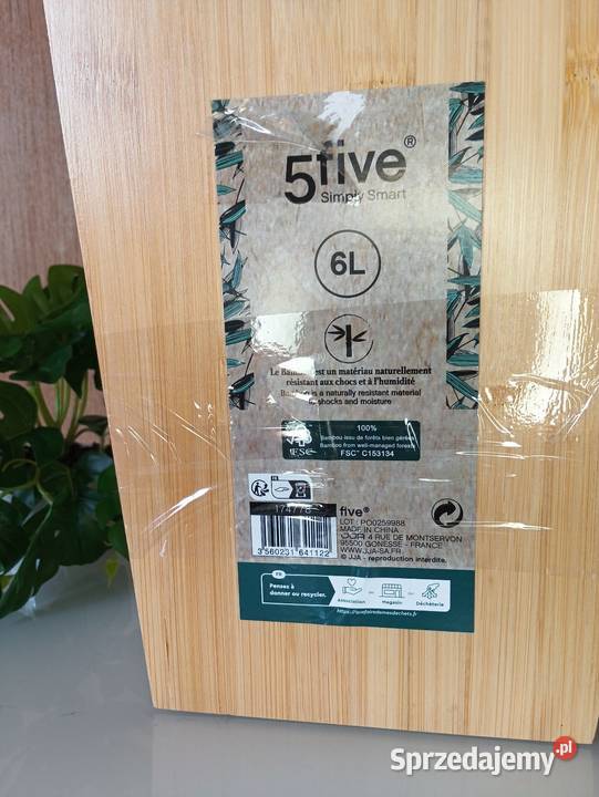 Kosz łazienkowy bambusowy 6 l 5five simply Smart Trzcianka sprzedam