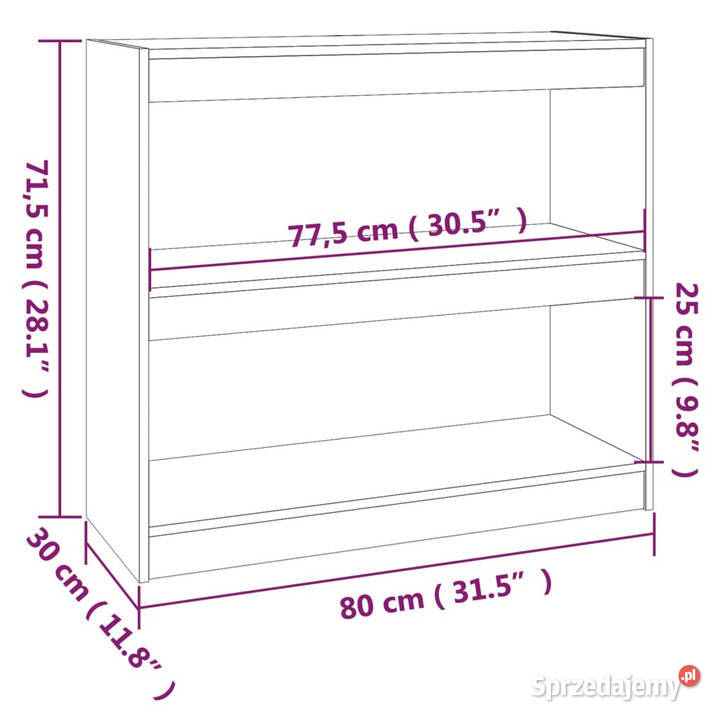 Regał na książkiprzegroda szary 80x30x715 sprzedam