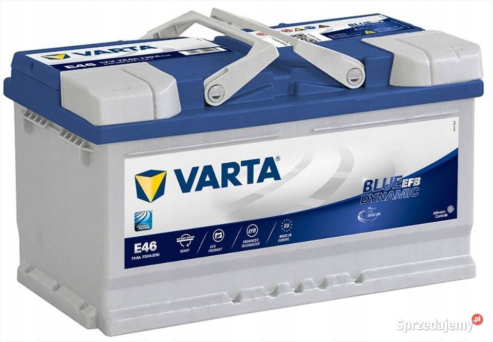 Akumulator VARTA BLUE EFB E46 75Ah730A ŁÓDŹ Rok produkcji 2020 łódzkie Łódź