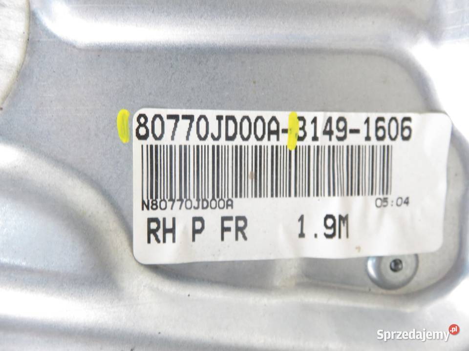 PODNOŚNIK SZYBY PRAWY PRZEDNI NISSAN QASHQAI I