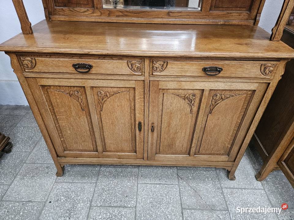 Dwa stare dębowe kredensy secesyjne z Francji