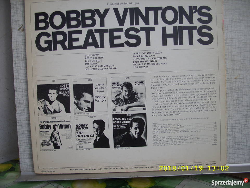 Rock LP BOBBY VINTONSGREATEST HITS Canada Wołów