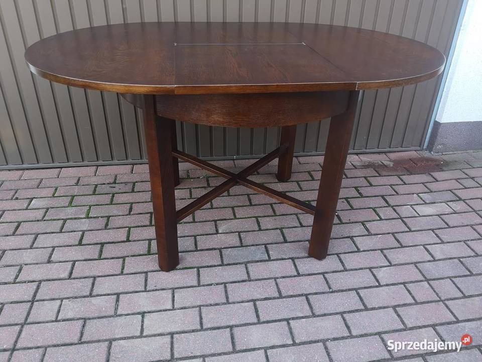 Stół ArtDeco Dębowy Rozkładany Okrągły 100