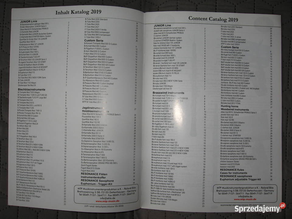 MTP Wind Instruments catalog 2019 katalog Instrumenty Kępice
