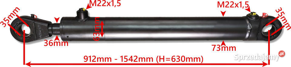 Siłownik hydr tłok CJ2F 63x36 skok 630 kujawsko-pomorskie sprzedam