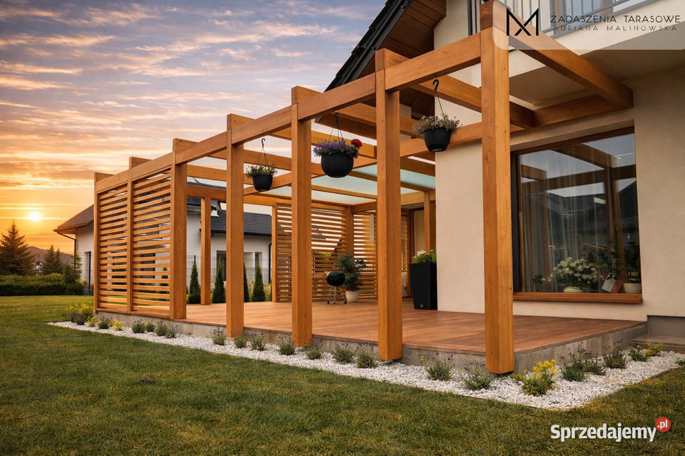 Zadaszenie tarasu Nowoczesna pergola I Drewno i Nowy Sącz sprzedam