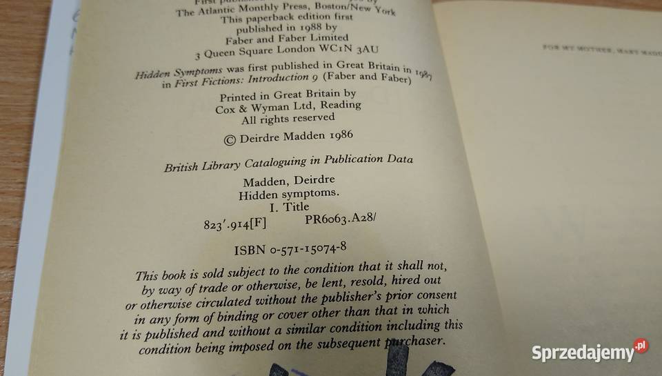 Hidden symptoms Deirdre Madden Gdańsk sprzedam