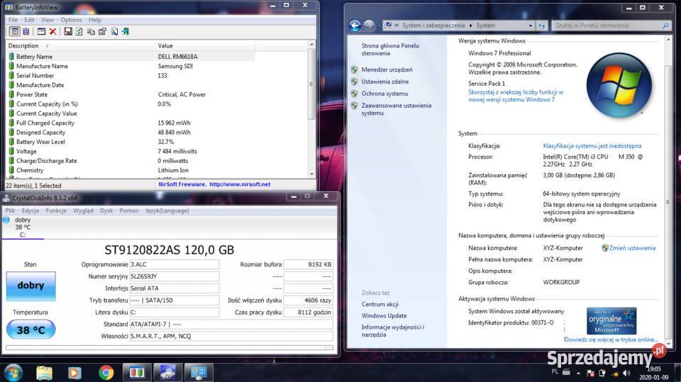 IBM Thinkpad R61i Core2Duo2GB160HDD Bateria 1H Pszczyna sprzedam