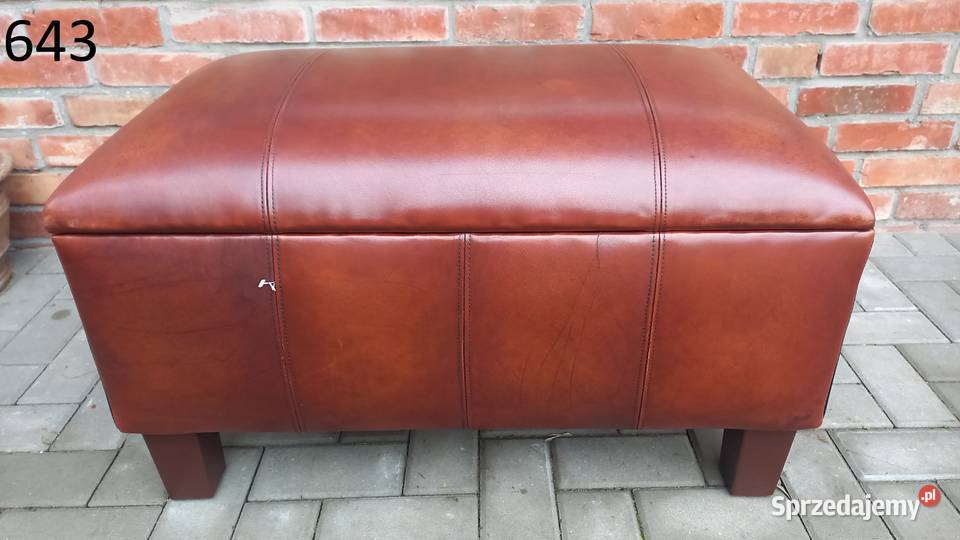 Puf skórzany brązowy otwierany Podnóżek zachodniopomorskie Gawroniec
