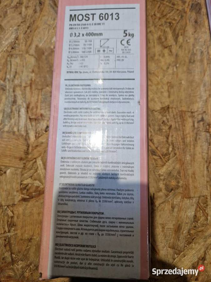ELEKTRODY RUTYLOWE MOST 6013 (różowe) 3,2mm 5,0kg Głogowa - Sprzedajemy.pl