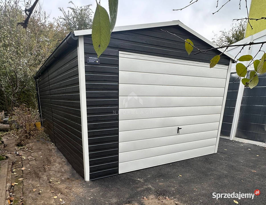 Garaż blaszany 35x5m Brama uchylna drzwi rynny