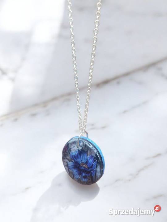 Naszyjnik z żywicy Niebieski kwiat Sanok