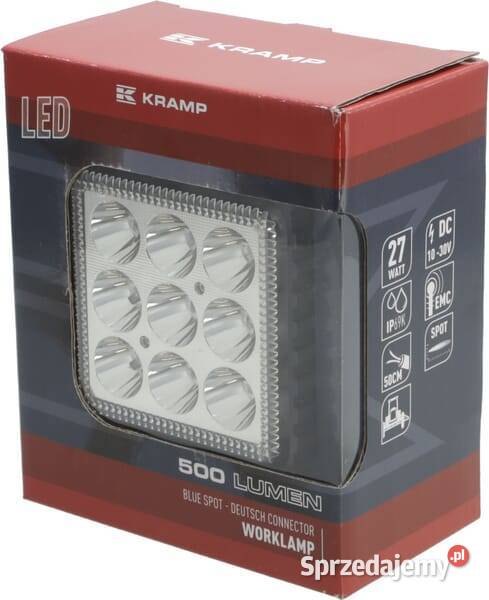 Lampa robocza LED kwadratowa 27W 500lm niebieska Kamionna