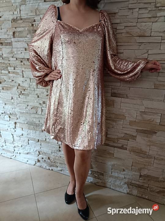 Sukienka w złote cekiny 52 Rozmiar 52 Białystok