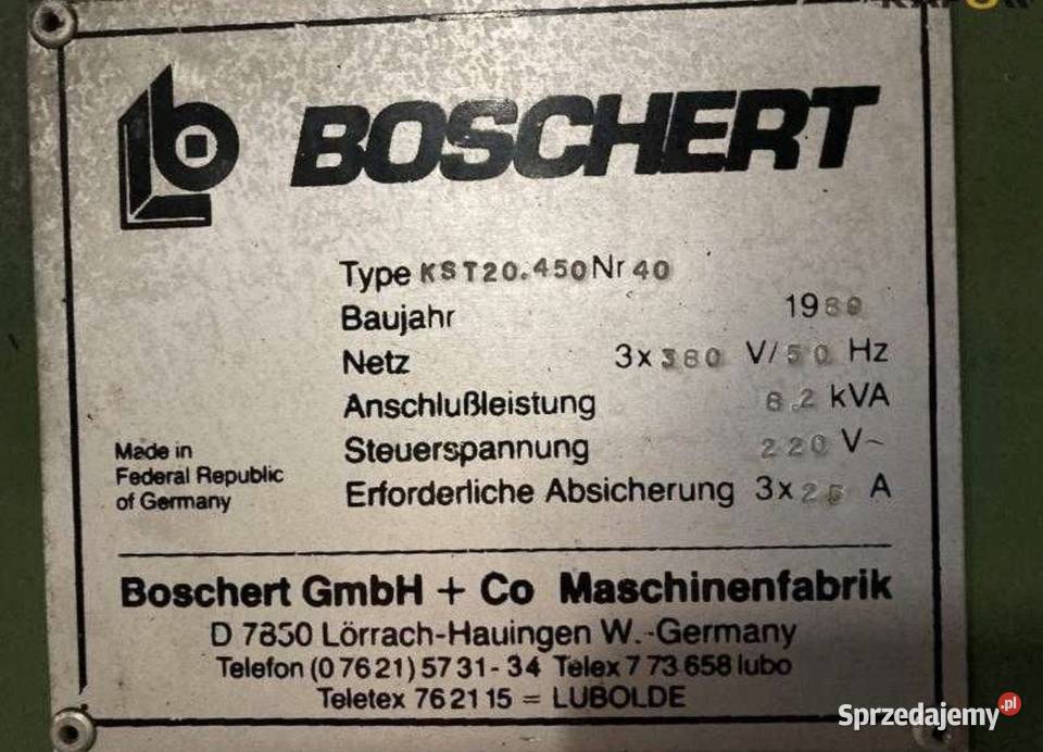 Wykrawarka prasa do blachy 20 ton Boschert mazowieckie Kotuń sprzedam