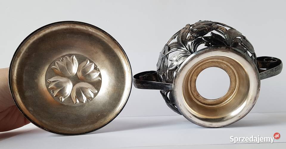 Platerowana cukiernica Tulipany ze szklanym Dąbrowa Górnicza