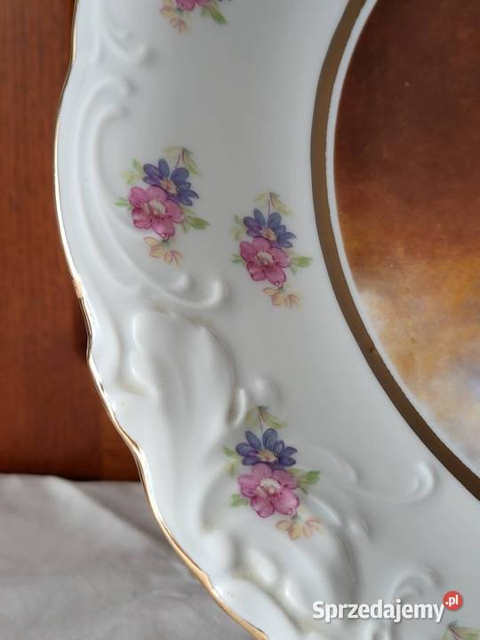 Piękny wielki talerz portret Augustyna Wawel Gdańsk